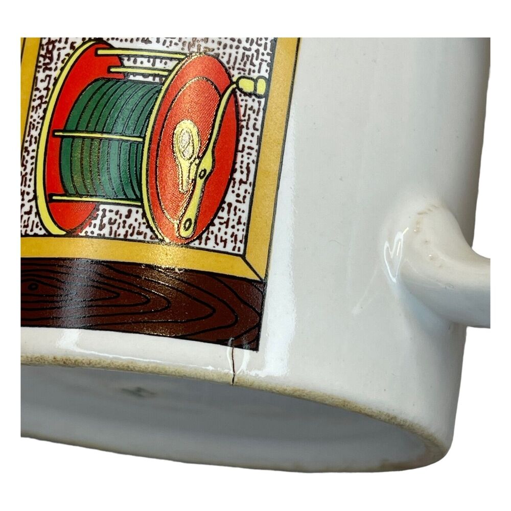Vintage White Greatest Father Fall Angler Fishing Pole Reel Duck Ceramic Mug - Picture 6 of 7